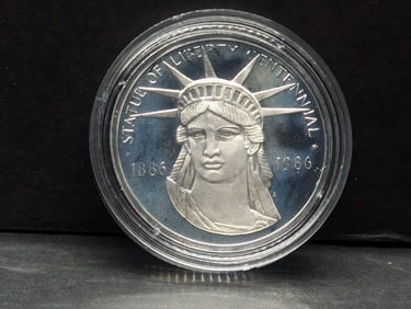 SOLID STERLING SILVER Statue of Liberty Centennial - Charles A. Lindburg Commem Medal