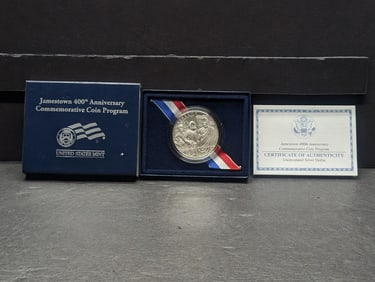 2007-P UNC Jamestown 400th Anniv. Commem Silver Dollar in OGP w/ COA
