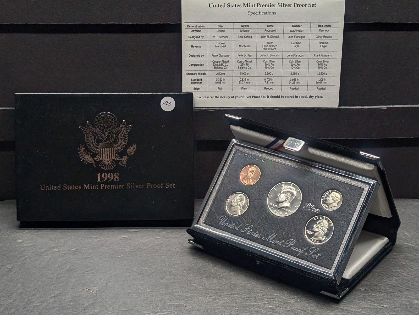 1998-S U.S. Mint Premier Silver Proof Set in OGP w/ COA (1 of 4)