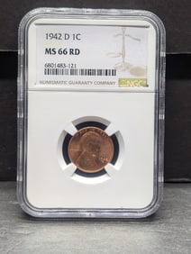 1942-D Lincoln Wheat Cent - NGC MS66 RD