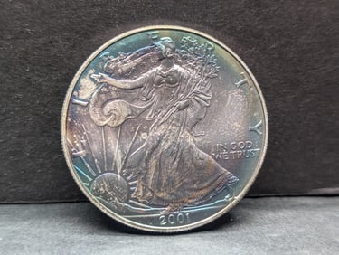 **COOL RAINBOW TONED** 2001 American Silver Eagle