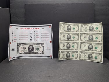 1995 Series Sheet of Eight Uncut $5 Banknotes