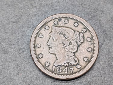 **FINE/VF Details** 1847 Braided Hair Large Cent