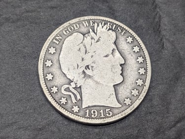 1915 Barber Silver Half Dollar - Nice Strike!