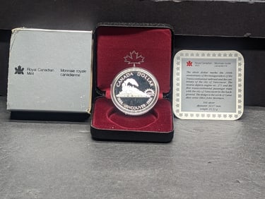 1986 Canadian Transcontinental Railroad Commem Silver Dollar in OGP