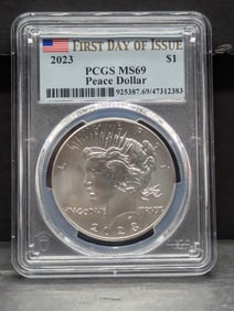2023 Peace Silver Dollar - PCGS MS69 - First Day of Issue