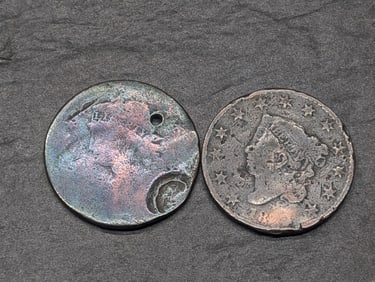 Lot of Two Large Cents (Holed)