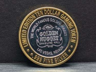 Limited Edition .999 FINE SILVER CENTER Golden Nugget Casino $10