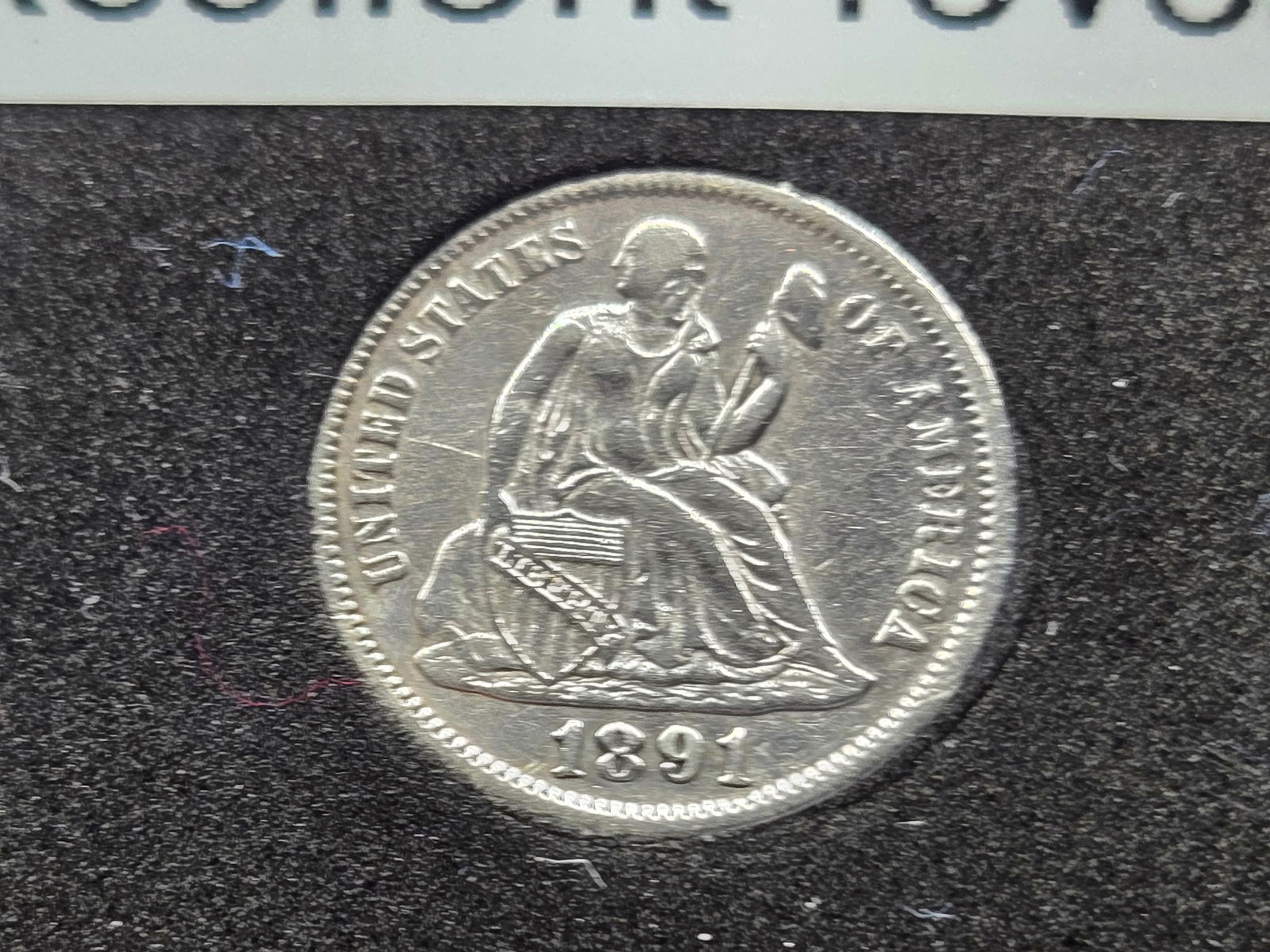 1891 Seated Dime, Full Liberty & Shield, Excellent Reverse, MS-60 Like (1 of 4)