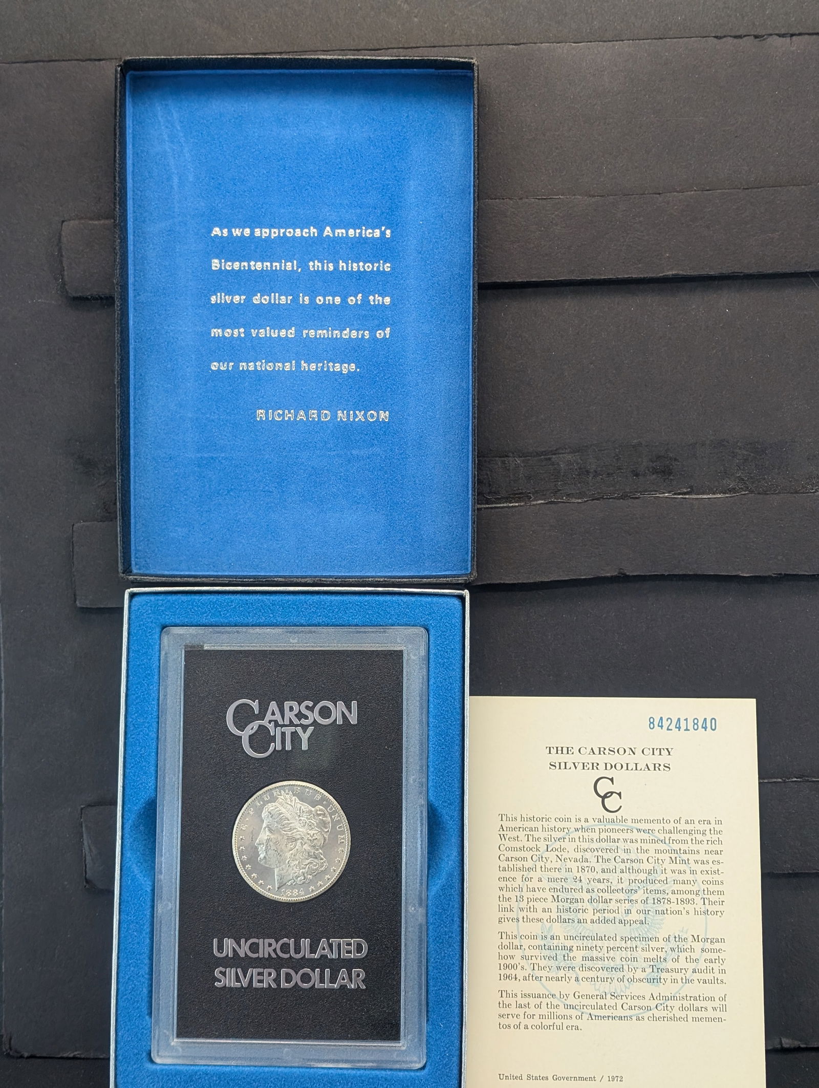 1884 Carson City Silver Dollar in original box with COA (1 of 4)