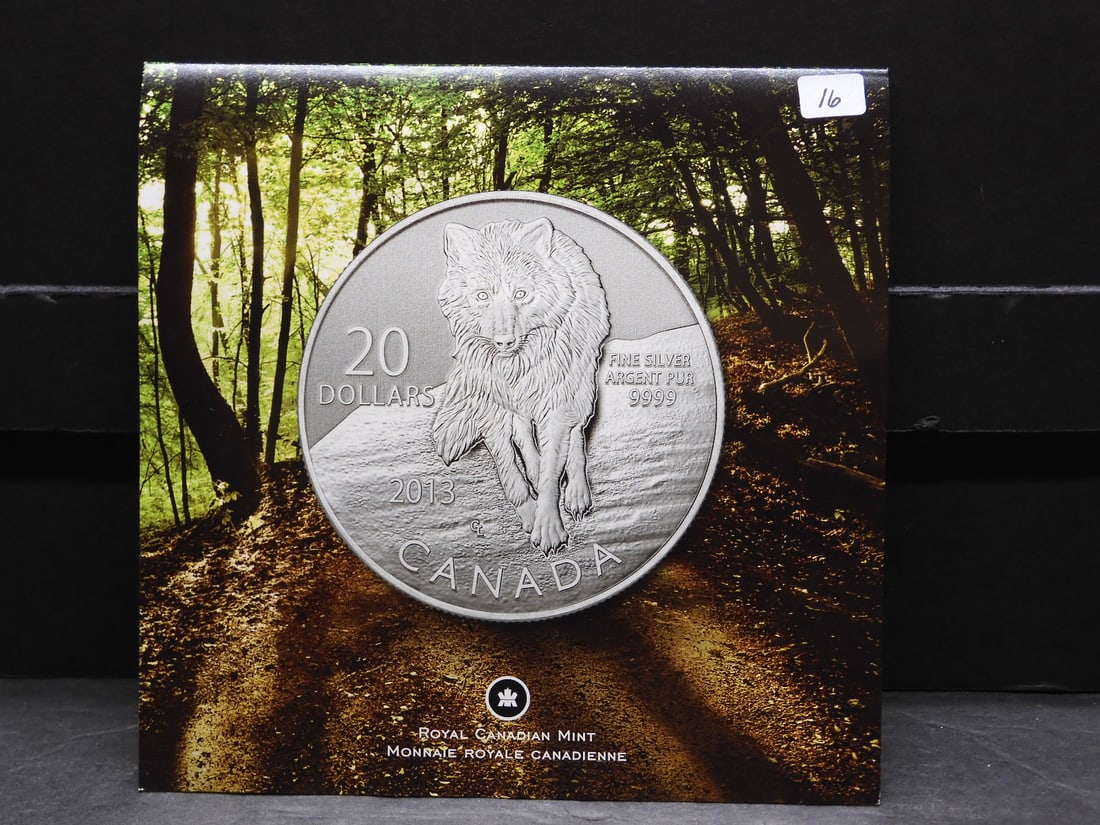 2013 $20 Canada 9999 fine Silver  Wolf Royal Canadian Mint (1 of 6)