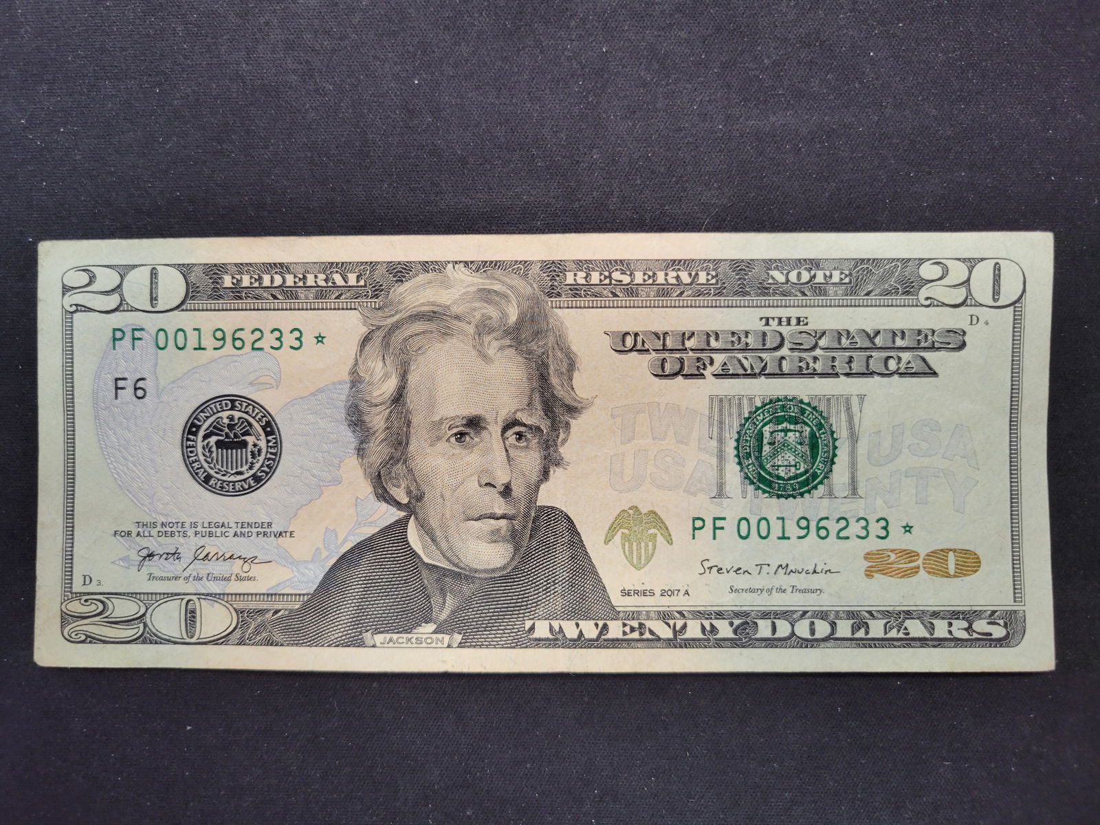 2017-A $20 F.R. Star Note, Low S. N. - PF 00196233 * Atlanta (1 of 2)