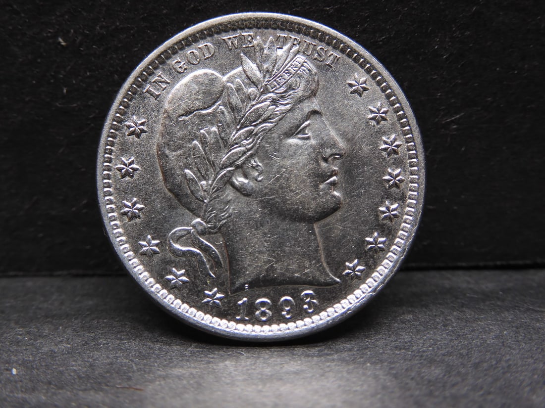 1893 Uncirculated United States Barber Quarter.  Vintage Type Coin. (1 of 2)