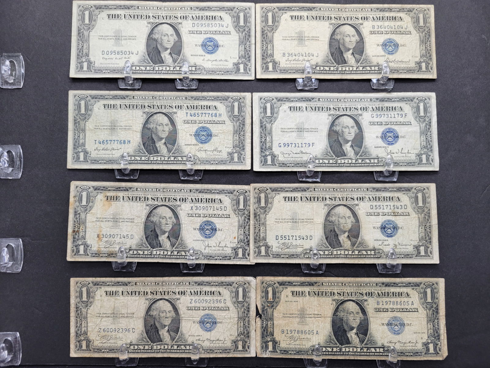 1935 - thru G $1 Silver Certificates -  (8 Consecutive Series) (1 of 4)