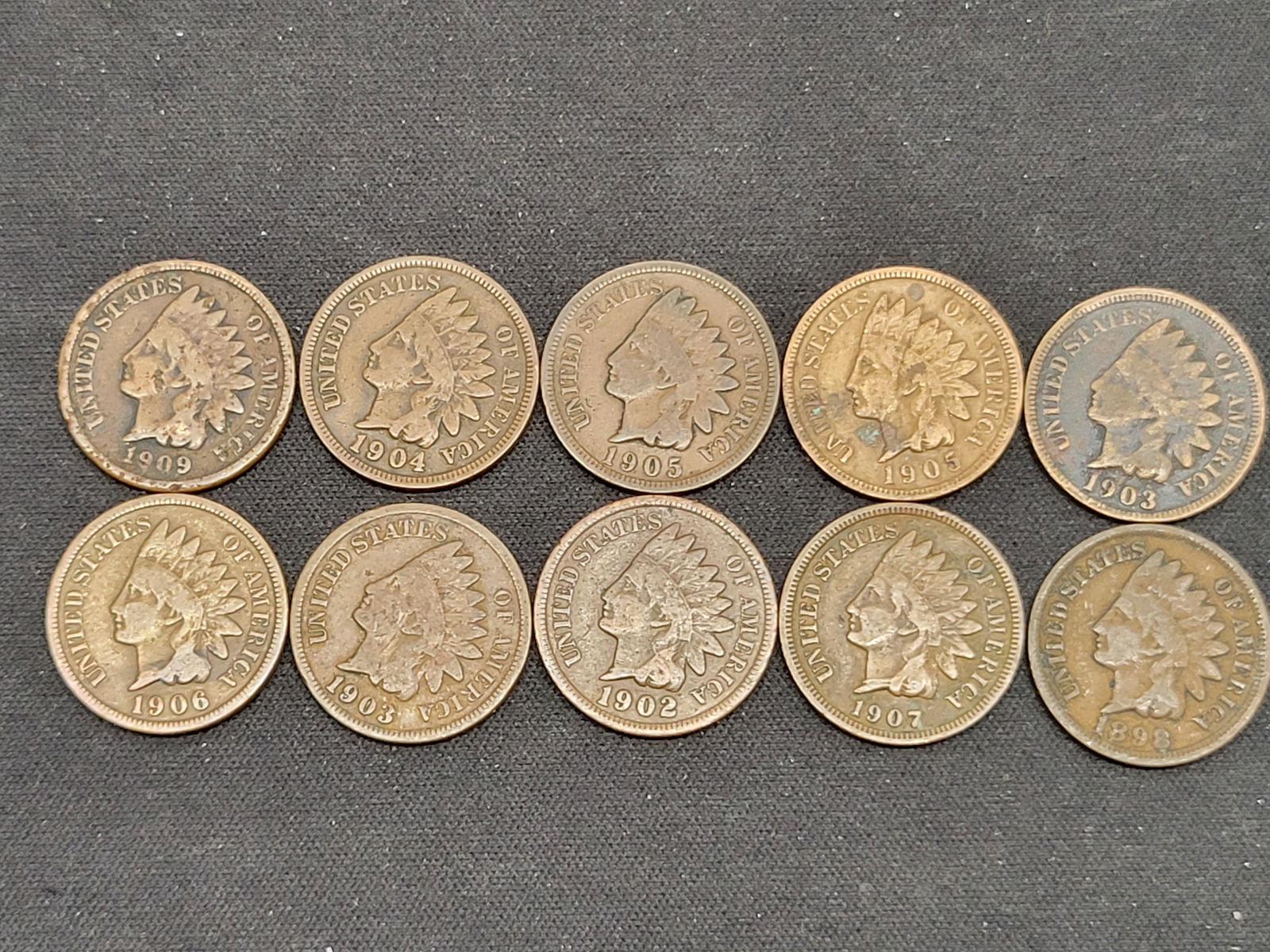 1898-1909 Indian Cents - qty 10 (1 of 2)