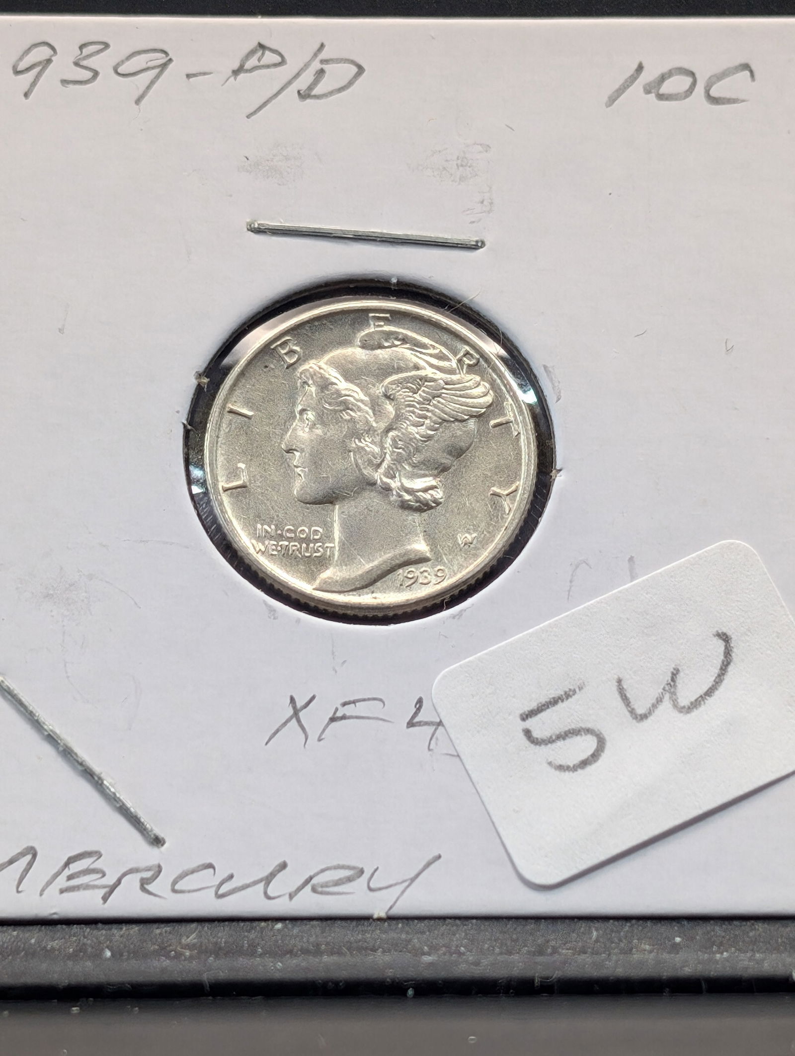 1939-D/D Mercury Dime - XF (1 of 3)