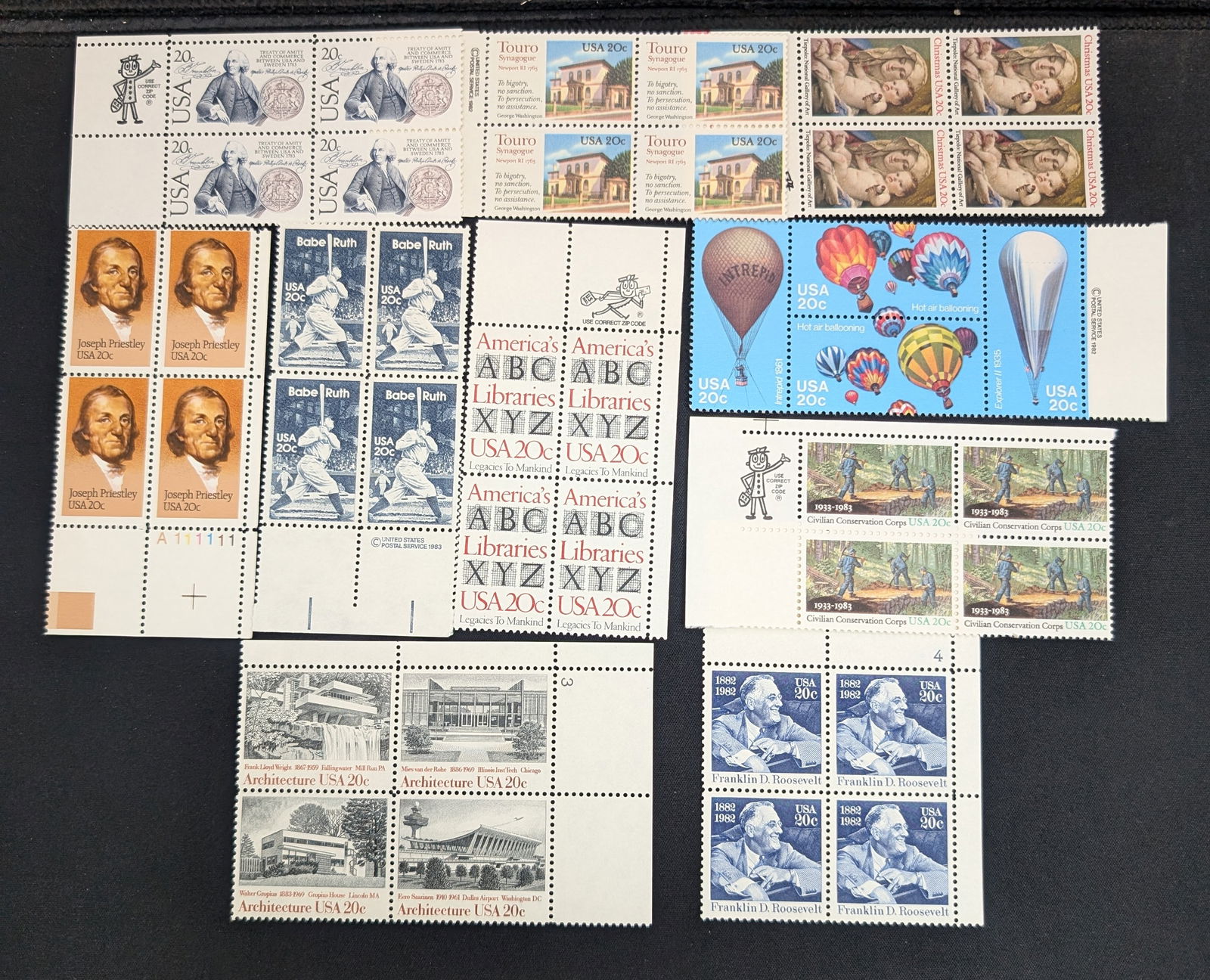 (10) Plate Block Stamps- Mint, Never Hinged (1 of 1)