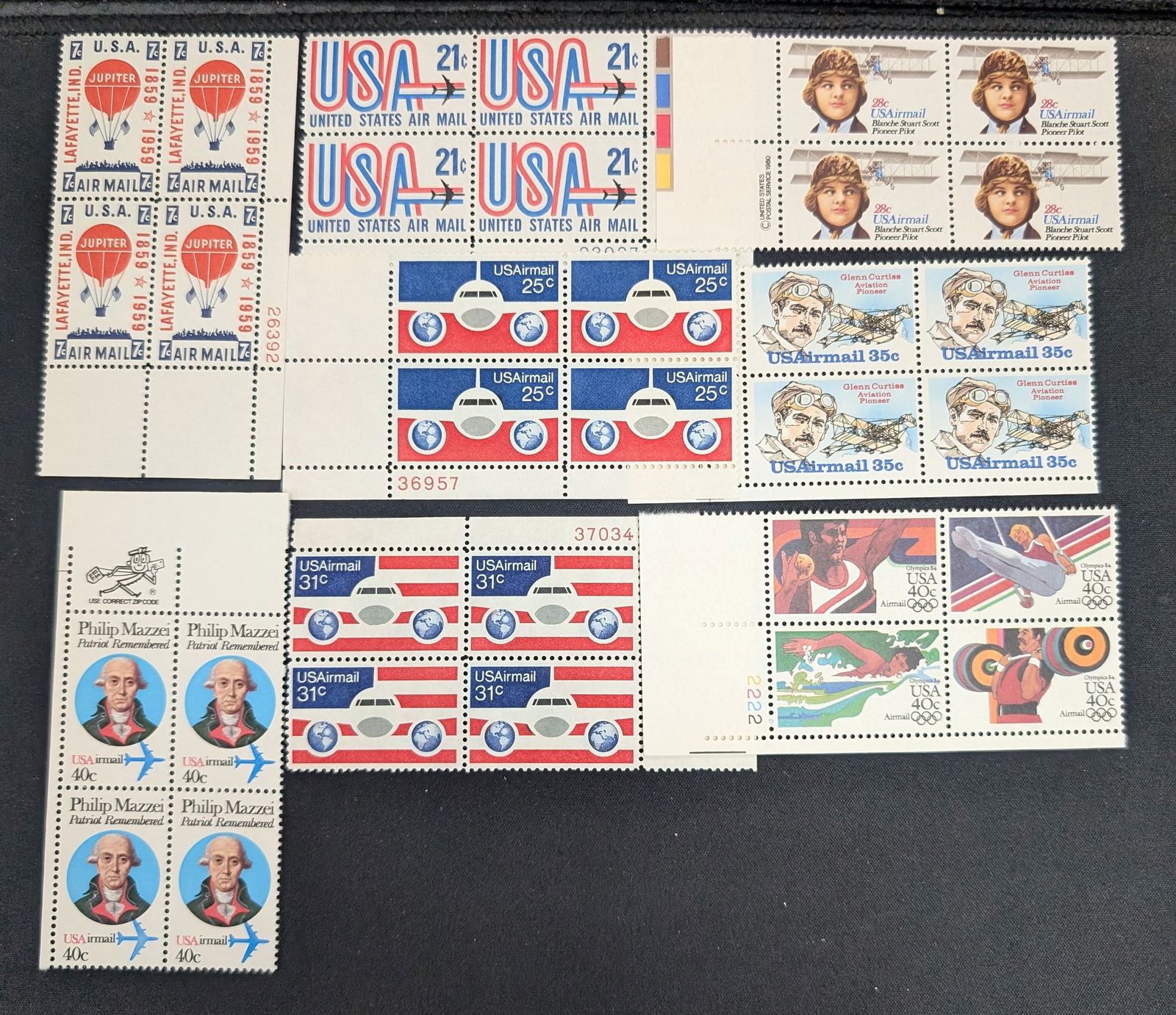 (8) Plate Block Stamps- Mint, Never Hinged (1 of 1)