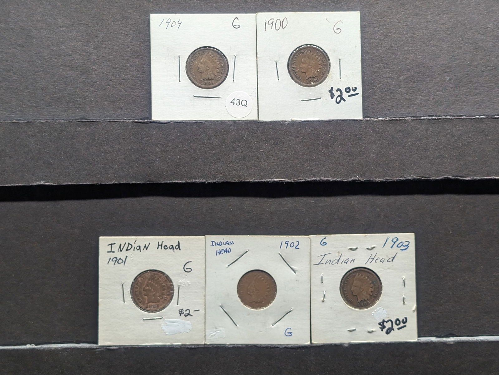 1900, 1901, 1902, 1903, 1904 Indian Head Cents (1 of 5)