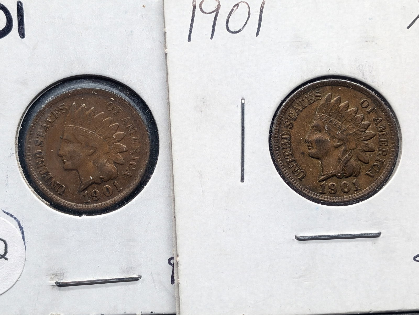 (2) 1901 Indian Head Cents (1 of 3)