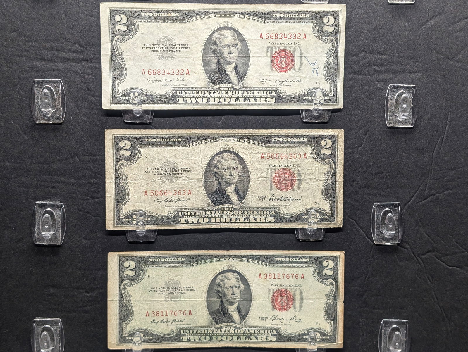 1953, 1953-A/B Red Seal $2 Federal Note - Qty 3 (1 of 3)