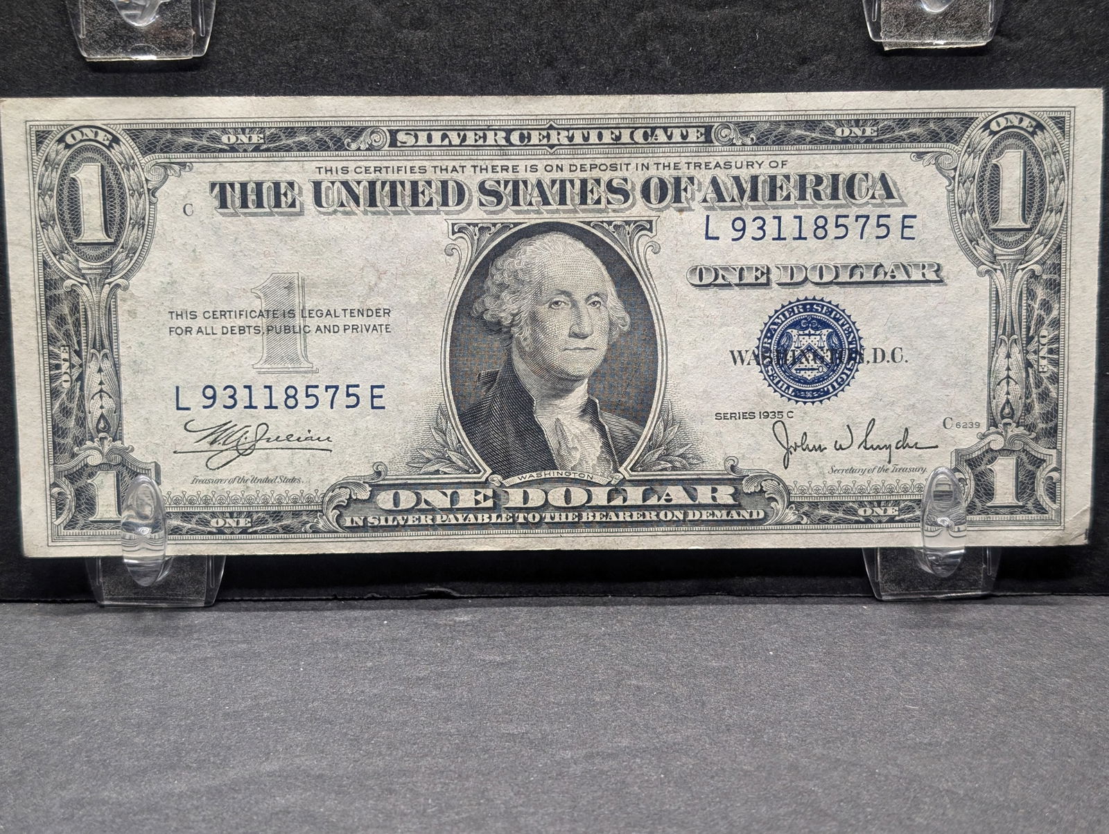1935C - $1 Silver Certificate - Second Rarest of the 1935 Series with only 11M printed (1 of 3)