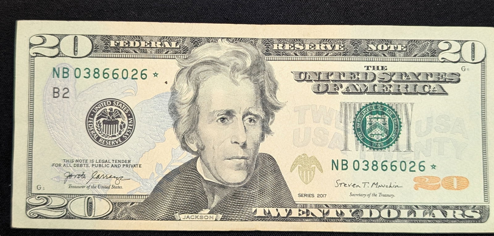 2017 $20 Star Note S.N. - NB 03566026* - New York (1 of 2)
