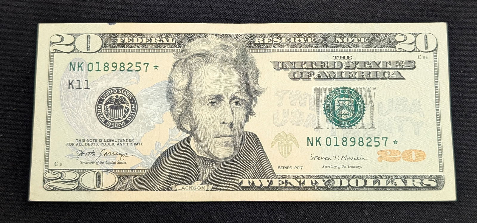2017 $20 Star Note S.N. - NK 01898257* - Dallas (1 of 2)