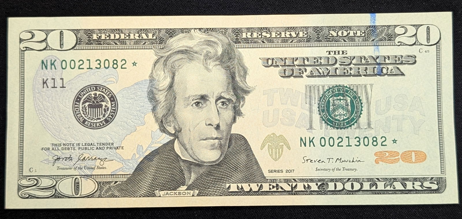 2017 $20 Star Note S.N. - NK 00213082* - Dallas (1 of 2)