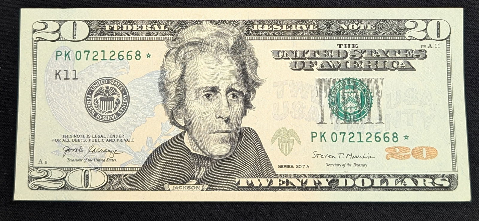 2017 A $20 Birthday Future Star Note S.N. - PK 07212668* - Dallas (1 of 2)