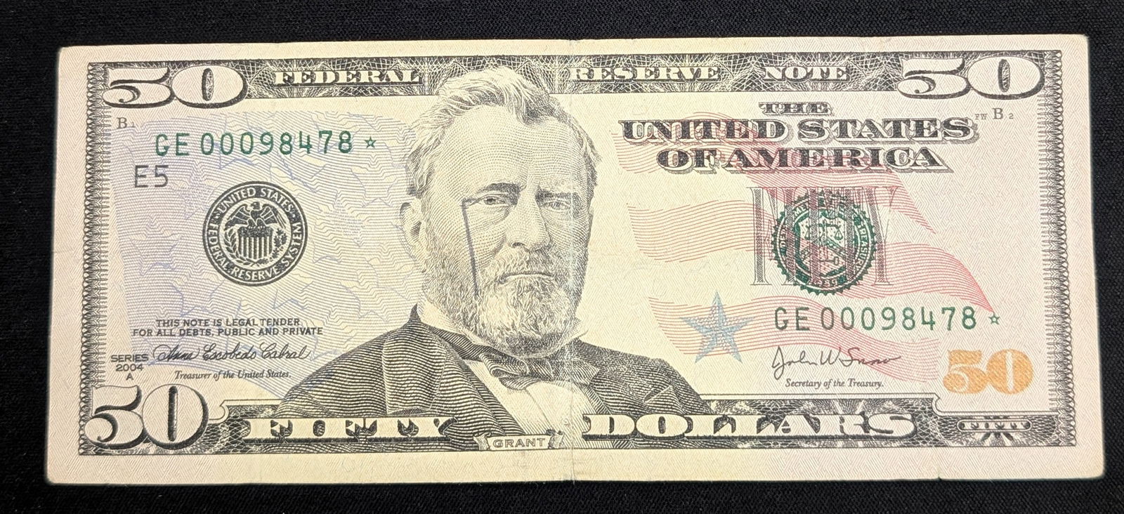 2004 A $50 Low Serial Star Note S.N. - GE 00098478* - Richmond (1 of 2)