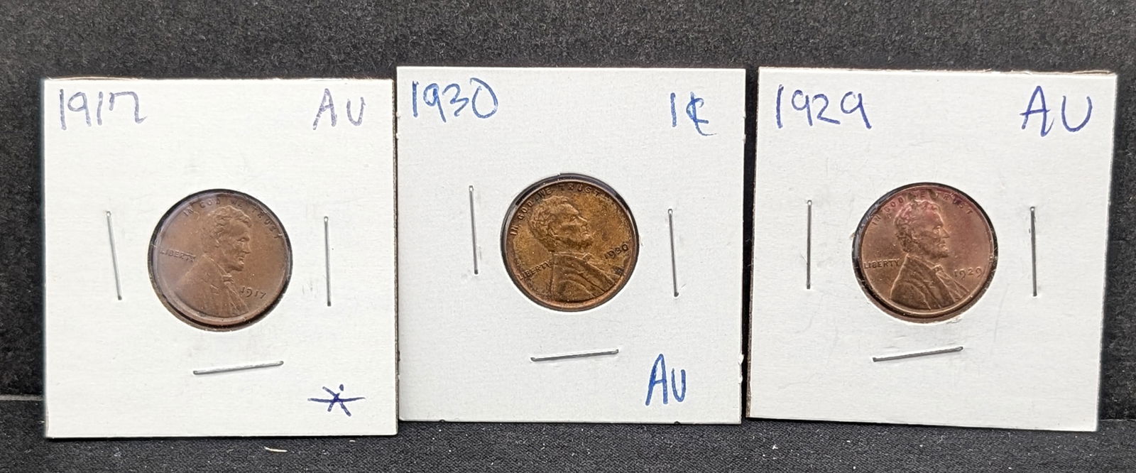 1917 AU, 1929 AU, & 1930 AU Lincoln Wheat Cents (1 of 2)