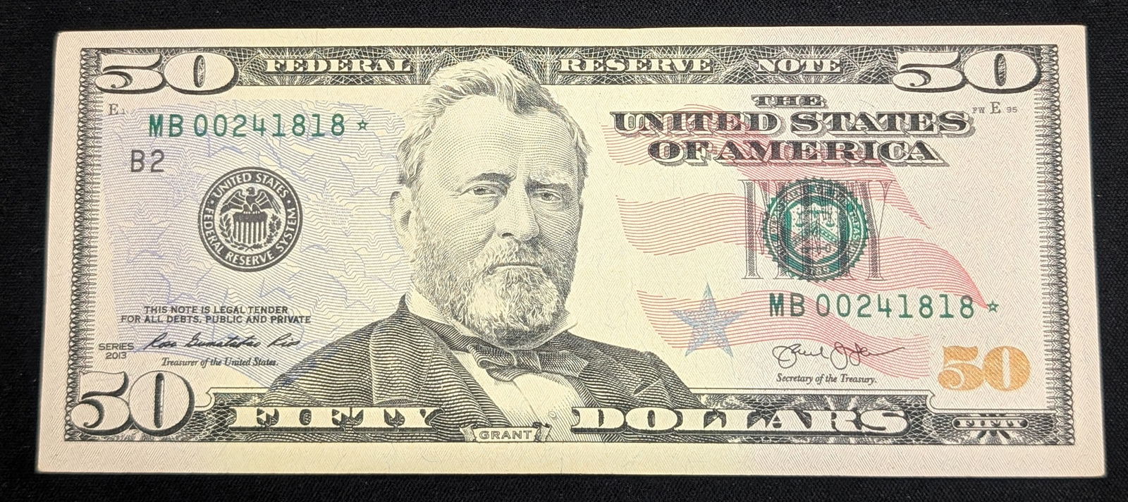 2013 $50 Star Note S.N. - MB 00241818* - New York (1 of 2)