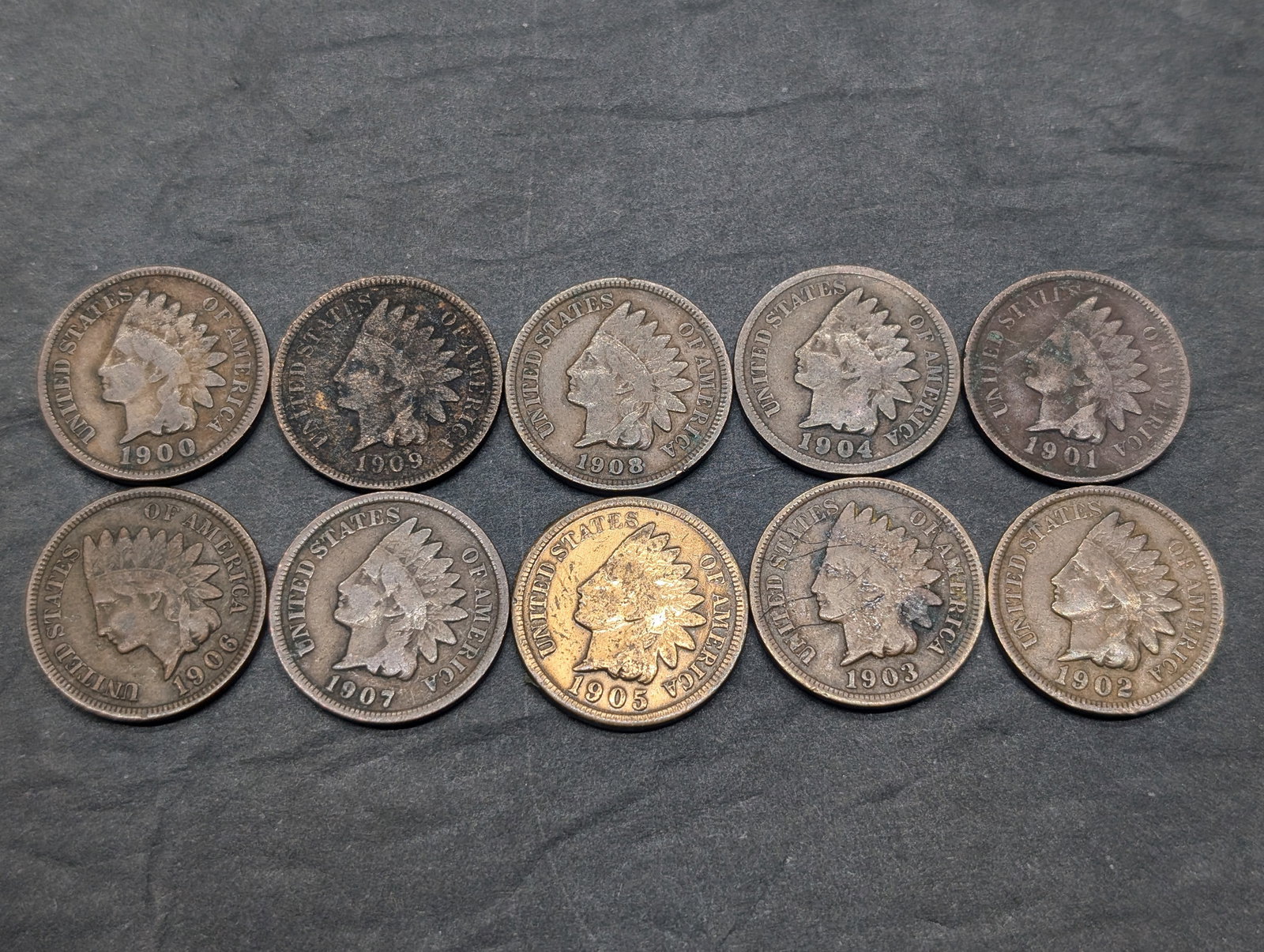 1900-1909 Indian Head Cents - 10 consecutive dates (1 of 2)