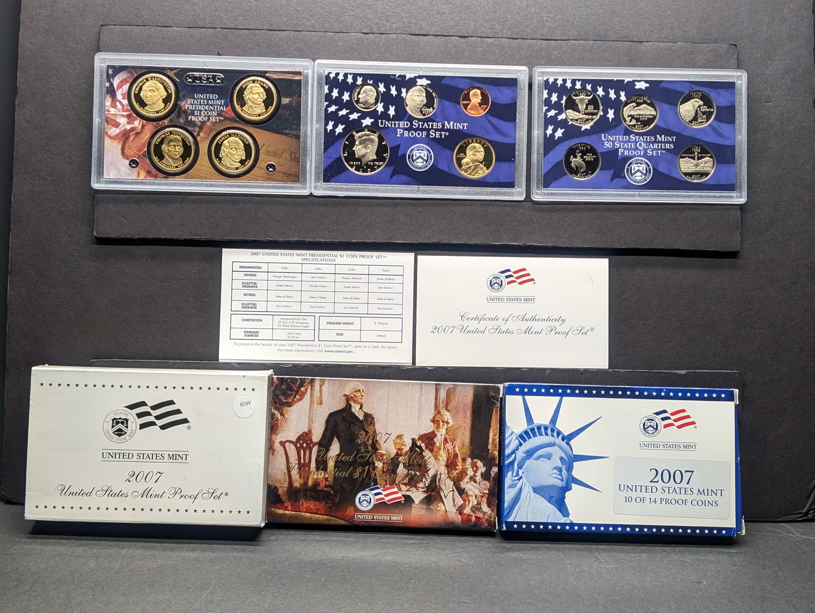 2007-S - U.S. Mint Proof Set Compete w/ State Quarters & Presidential Dollars - 14 Coin Set (1 of 8)