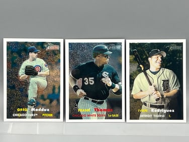 2006 Topps Heritage Chrome Greg Maddux #110, Frank Thomas #36, & Ivan Rodriguez #55 - All Cards