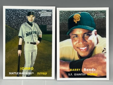2006 Topps Heritage Chrome Ichiro Suzuki #63 & Barry Bonds #50 - Both Cards #/1957
