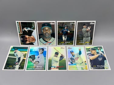 Lot of (9) Assorted Topps Heritage Chrome Baseball Cards W/ 5 Refractors - All Cards #/ed -