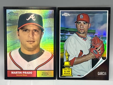 2010 Topps Heritage Chrome Martin Prado Black Refractor #32/61 & 2011 Topps Heritage Chrome Jaime