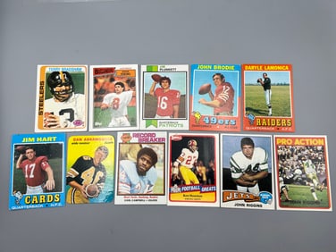 Lot of (11) Assorted Football Star Player Cards - Varying Conditions - Terry Bradshaw, Steve Young,