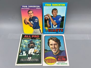 Lot of (4) Assorted Fran Tarkenton Football Cards - Varying Conditions