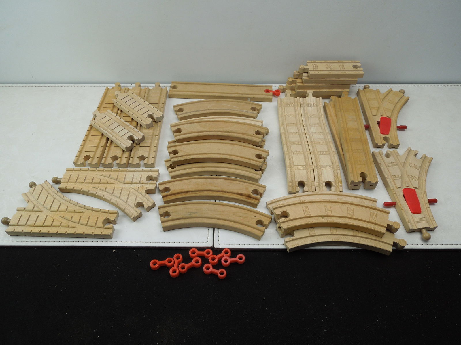 Thirty Assorted Pieces of Wooden Thomas The Train Track: Thirty Assorted Pieces of Wooden Thomas The Train Track