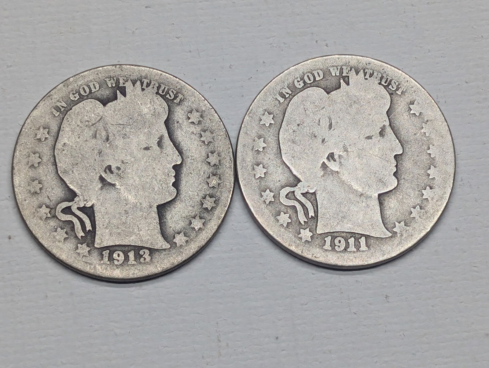 1913-D & 1911-S Barber Silver Quarters (1 of 2)