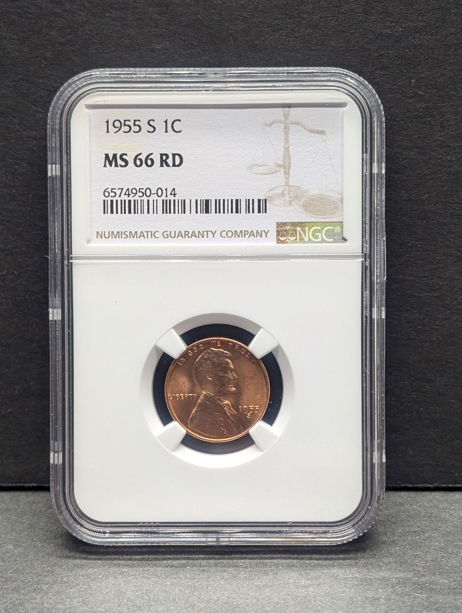 1955-S Lincoln Wheat Cent - NGC MS66 RD (1 of 4)