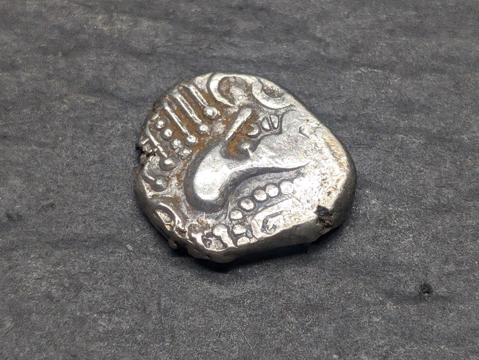 Ancient 11th Century India Chalukya Silver Drachm - Heaven & Hell Coin (1 of 2)