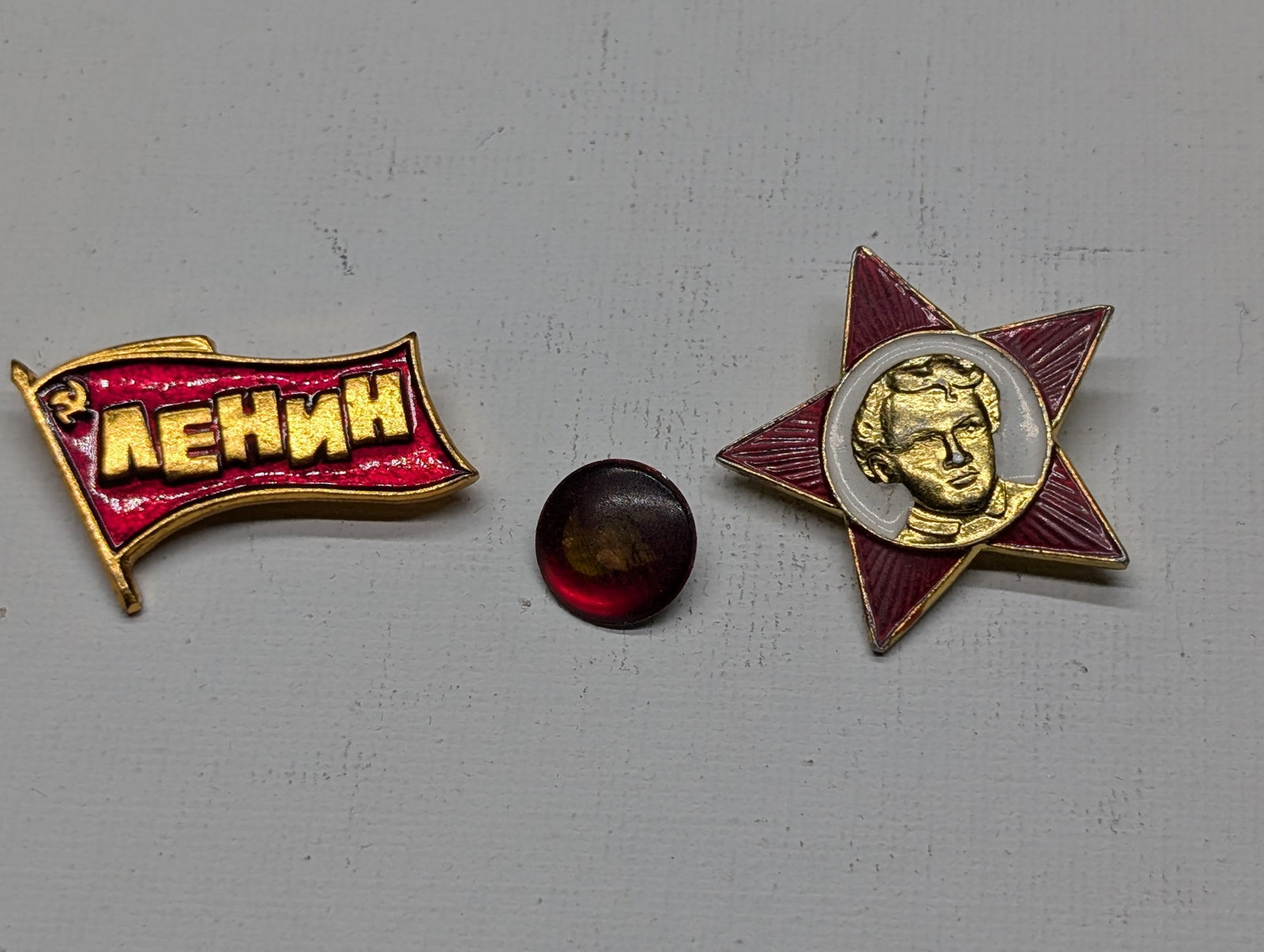 Lot of 3 Soviet Political Pins, Rare Find: Lot of 3 Soviet Political Pins, Rare Find