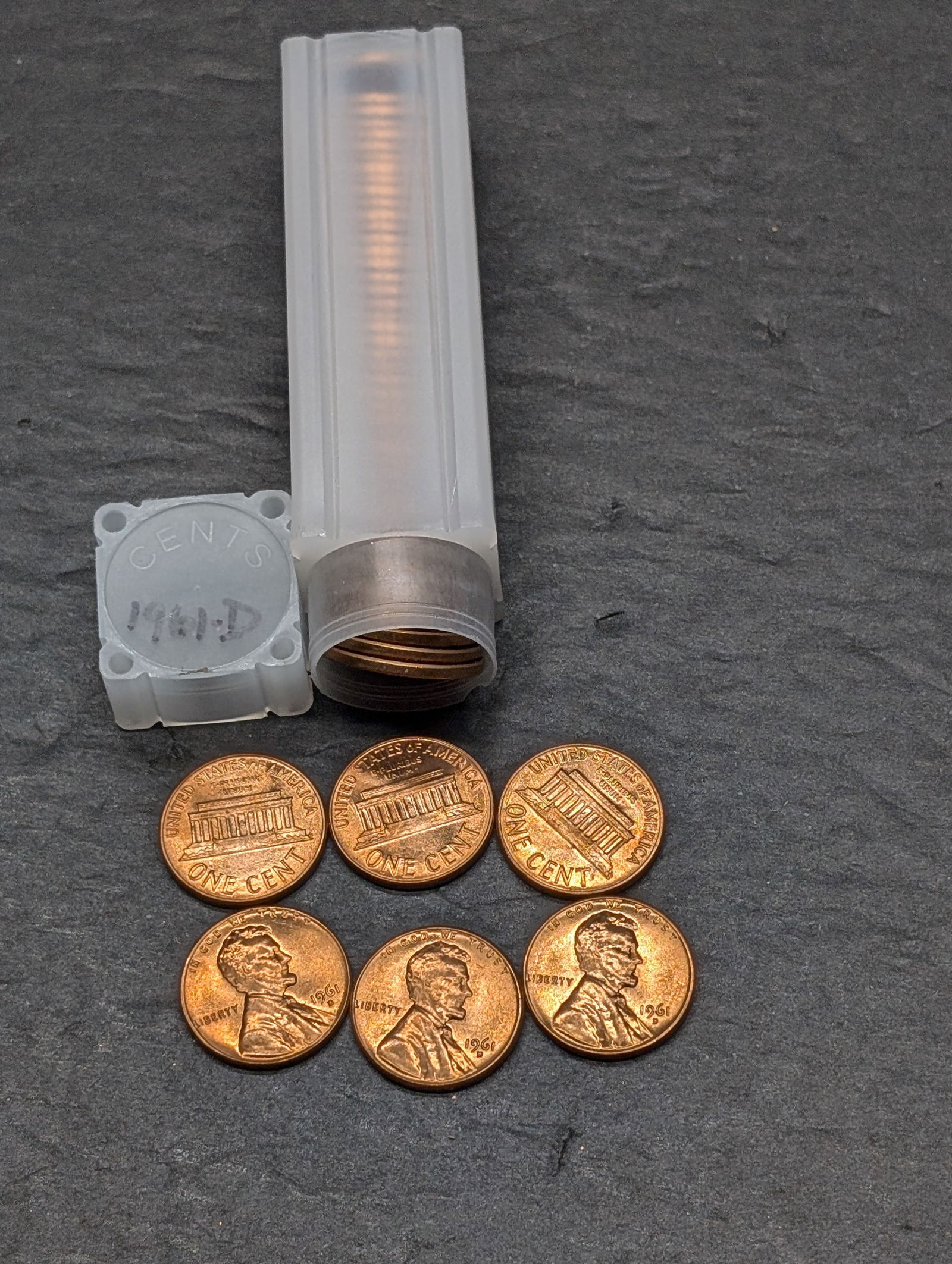 Tube (50) GEM BU RED Lincoln Memorial Cents. Copper (1 of 3)