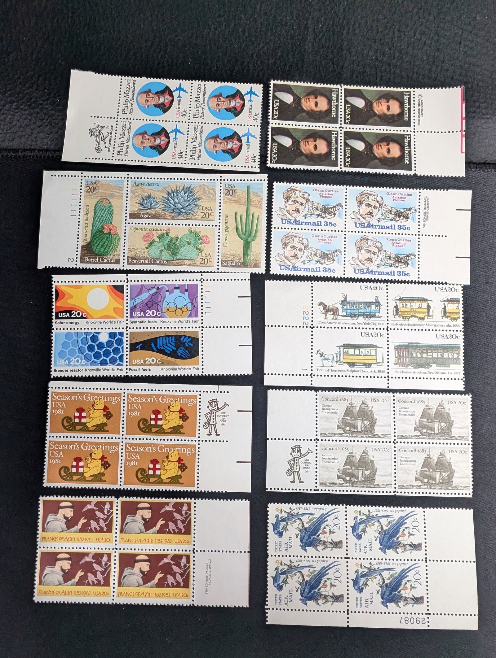 (10) Plate Block Stamps- Mint, Never Hinged (1 of 1)