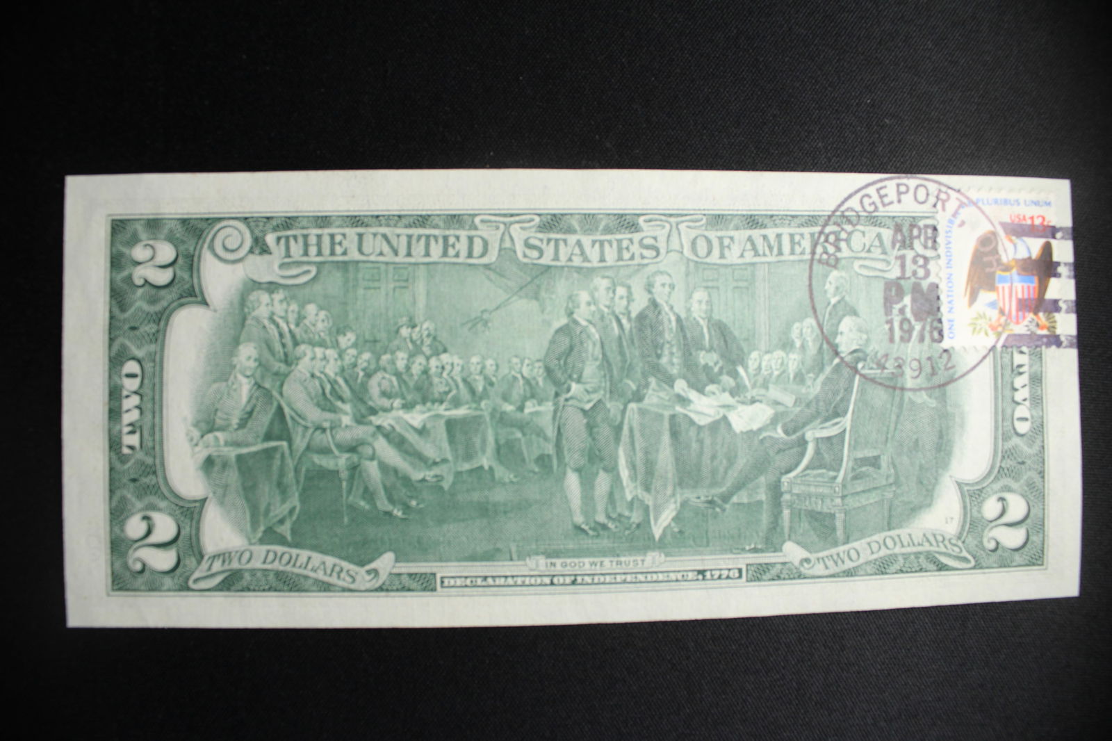 1976 First Day of Issue Two Dollar Bill: 1976 First Day of Issue Two Dollar Bill