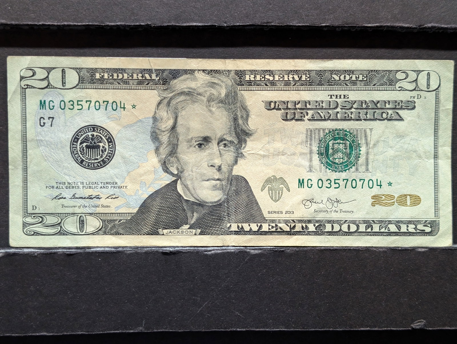 2013 Twenty Dollar Star Note  Serail # MG03570704   Chicago (1 of 2)